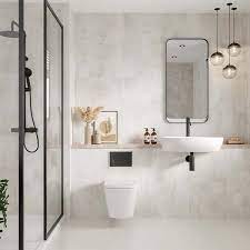 White Gypsum Bathroom And Shower Tile Panel