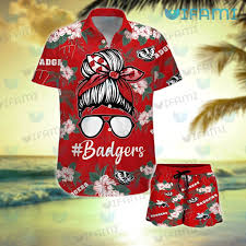 wisconsin badgers hawaiian shirt