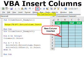 Vba Insert Columns How To Insert Column In Excel Worksheet