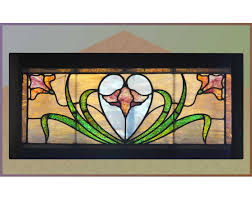 Horizontal Stained Glass Panel Wooden