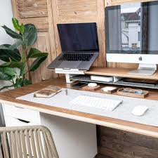 monitor stand desk shelf bewood white