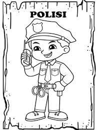 Mewarnai gambar pak polisi anak tk : Gambar Polisi Kartun Hitam Putih
