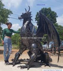 Mythical Dragon Sculpture From Steel
