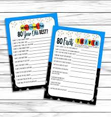 Well, what do you know? 80th Birthday Party Games How Well Do You Know The 80 Year Etsy 50th Birthday Party Games Birthday Party Games 80th Birthday Party