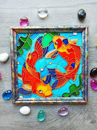 Koi Fish Painting Rainbow Stained Glass