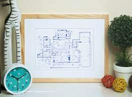 Home Floor Plan Blueprint Poster