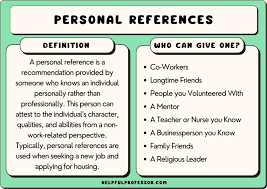 personal references exles sles