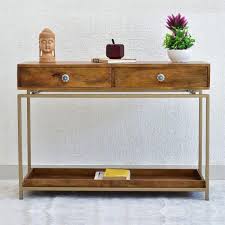 Tray Solid Wood Red Console Table