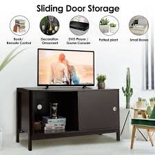 Wooden Tv Stand With Sliding Doors For