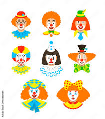 clown faces diffe avatars vector