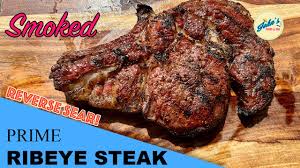 reverse sear smoked ribeye steak on