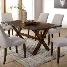 Oak live edge slab dining set. Furniture Of America Trenton Rustic Walnut Live Edge Dining Table