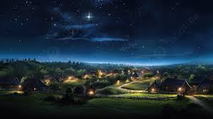 a town amidst a star studded night sky