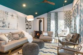 Modern Living Room With Teal Shiplap