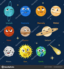 cute cartoon solar system planets with