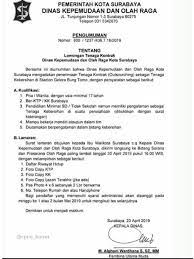 8 contoh surat lamaran kerja yang baik dan benar 1. Lowongan Kerja Dinas Kepemudaan Dan Olahraga Kota Surabaya Lulusan Sd Rekrutmen Lowongan Kerja Bulan Juli 2021