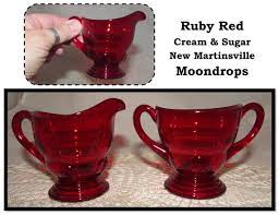 Vintage Ruby Red Glass Sugar Creamer