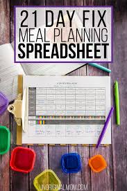 21 Day Fix Meal Plan Spreadsheet Free Self Calculating