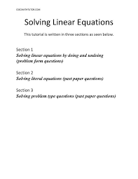 Solving Linear Equations Csec Math Tutor