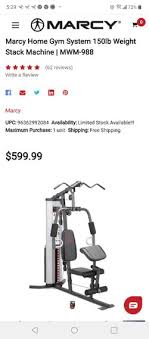 marcy home gym system 150lb weight