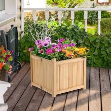 Gymax Outdoor Wooden Planter Box