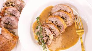 Roll the turkey to form a tube and use toothpicks (or fingers:) to hold it tight in place. Roast Turkey Wild Mushroom Roulade Recipe Rachael Ray Show