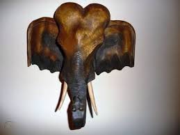 african handcarved elephant head wall