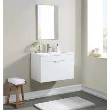 Stufurhome Ac 7600gw 30 Delilah 30 Inch Wall Mounted Single Sink Bathroom Vanity No Mirror Gloss White