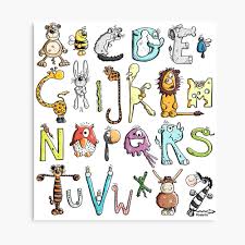 My 3 year old daughter is currently working on learning her. Funny Colourful Animal Alphabet Comic Letters Animals Gift Metal Print By Modartis Redbubble