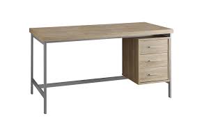 Free shipping for many items! 60 L Natural Computer Desk With Silver Metal Drawers On One Side The Office Furniture Depot