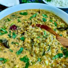 sprouted mung bean curry with coconut