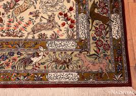 persian qum hunting silk area rug 70792
