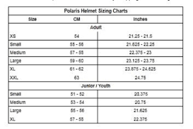 Most Popular Polaris Helmet Sizing Chart Zoan Helmet Size