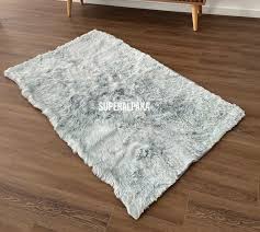 luxurious silver alpaca fur rug super