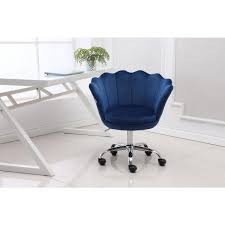The gubi beetle meeting chair has a swivel base and comes in seven colors (shown in white/white); Boyel Living Blue Velvet Swivel With 360 Castor Wheels Office Desk Chair Shell Accent Chair Height Adjustable Accent Chair Wf Hfsn 109b The Home Depot