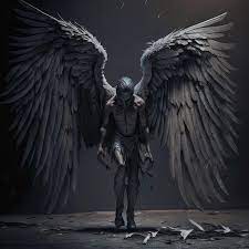 photo fallen angel with dark wings