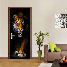 3d Wall Art Angry Tiger Staring Door