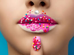 female lips with sweet donut makeup