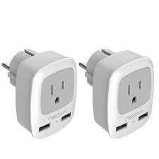 Amazon.com: Type E/F Germany European Adapter 2 Pack, TESSAN Schuko France  Travel Power Plug 2 USB, Outlet Adaptor Charger for US to Most of Europe EU  Spain Iceland German French Russia Korea