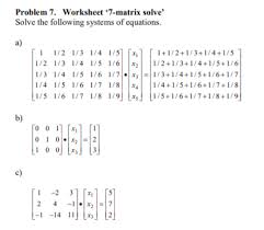 Worksheet 7 Matrix Solve Solve