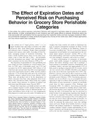 Pdf The Effect Of Expiration Dates And Perceived Risk On