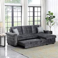 90 in dark gray corner sofa bed with