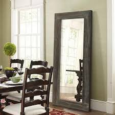 Wide Framed Brown Wooden Wall Mirror