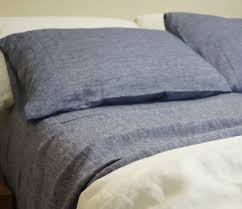 denim blue chambray linen sheets set in