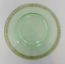 Plate With Gold Trim Clear Green Glass