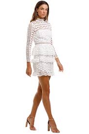 High neck white dress lace. High Neck Star Lace Paneled Dress In White By Self Portrait For Rent