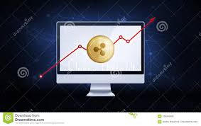Gold Ripple Coin With Bull Stock Chart Stock Illustration