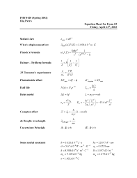 equation sheet for examination