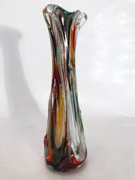 Mid Century Multicolored Glass Vase