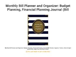 Monthly Bill Planner And Organizer Budget Planning